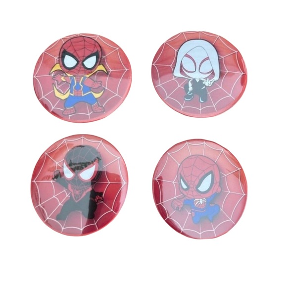 Spiderman Logo Chibi Buttons Set of 4 - Picture 1 of 3
